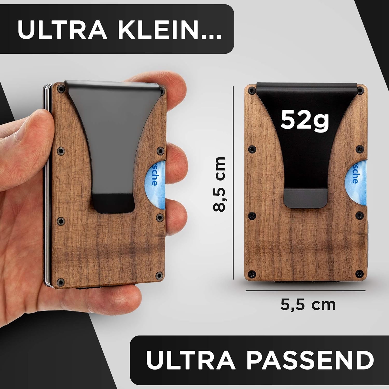 Alltagslösung Kreditkartenetui Herren mit RFID Blocker [Echtholz]