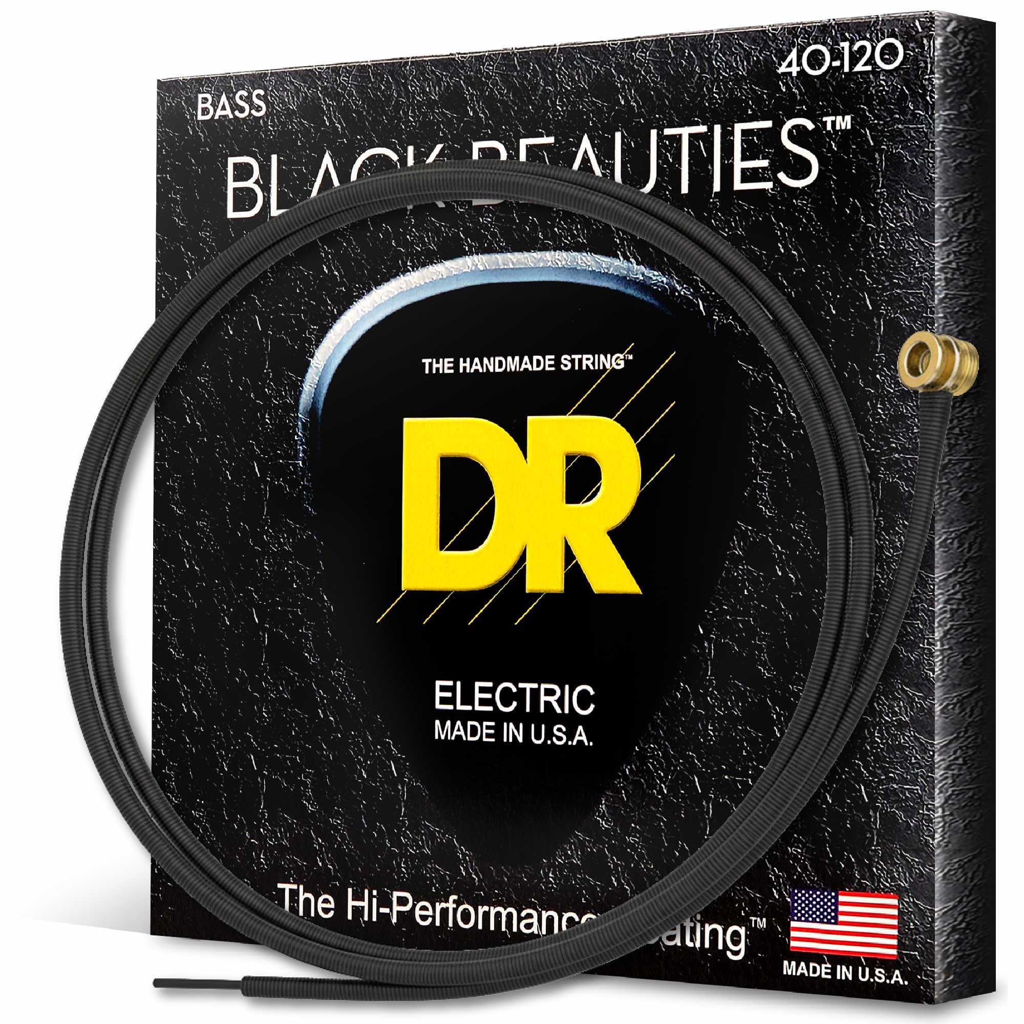 DR Strings BLACK BEAUTIES™ - BLACK Coloured Bass Strings: 5-String Light 40-120