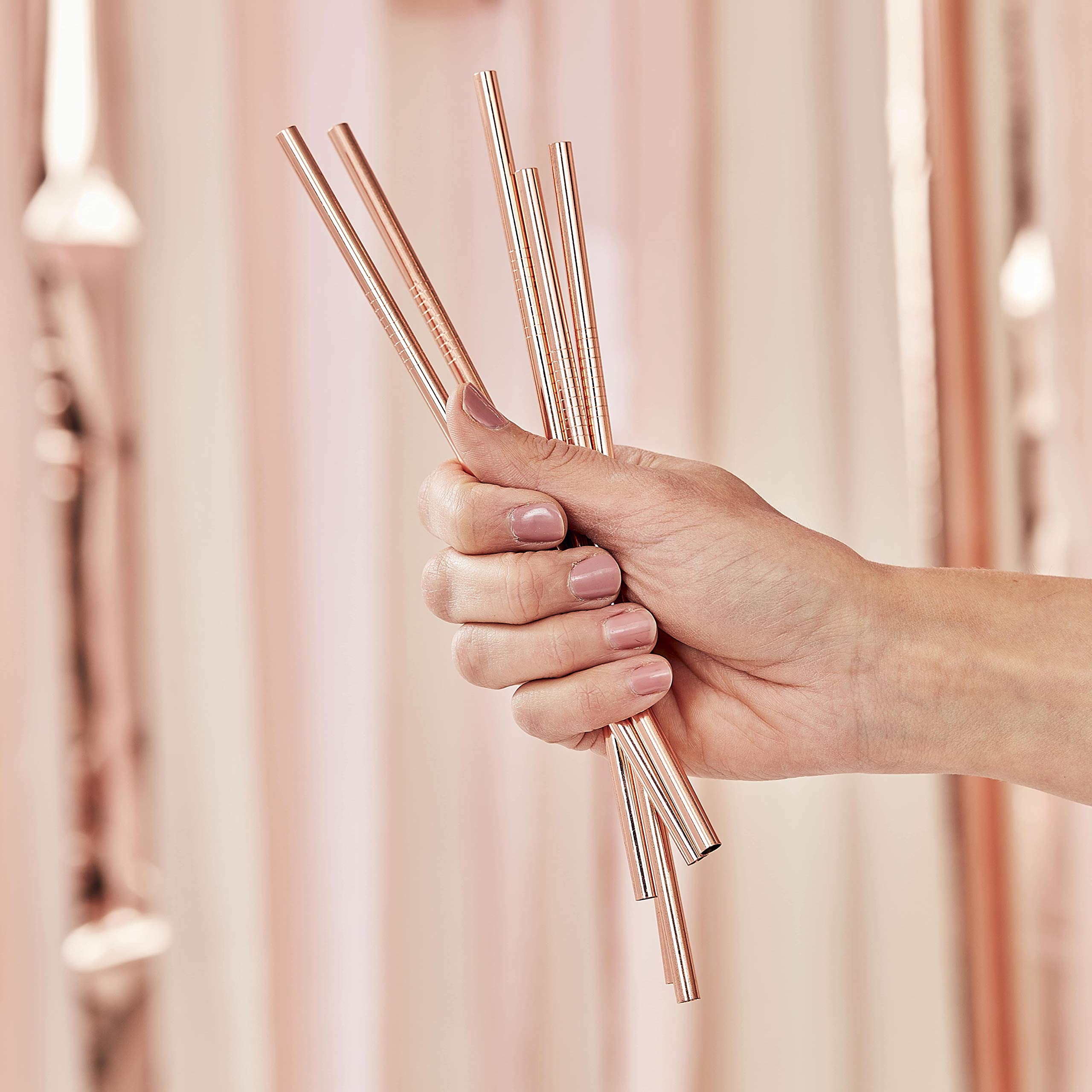 Ginger Ray Rose Gold Stainless Steel Straws - Mix It Up