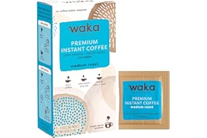 WAKA COFFEE Waka Premium Instant Coffee Sachets — 100% Arabica Freeze Dried Beans — For Hot or Iced Coffee (8 Count, Medium Roast)