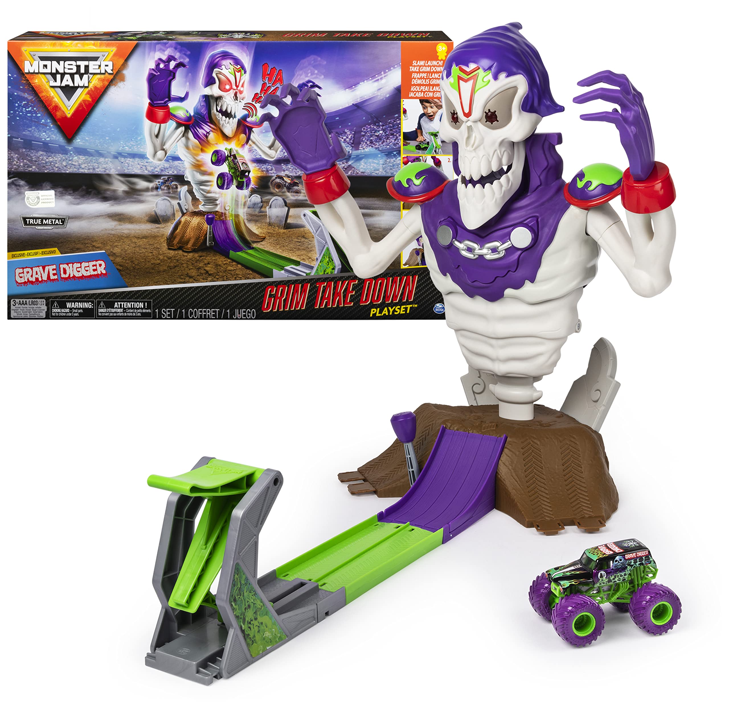 Monster Jam, Grim Takedown Playset with Lights and Sounds