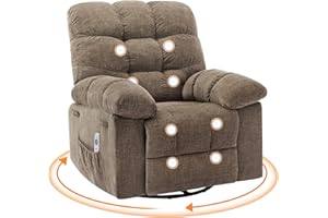 TIOUTBOT Rocking Recliner Chair with Vibration Massage & Heat, 360° Swivel Oversized Rocker Recliner with Side Pocket for Living Room, Bedroom & Nursery
