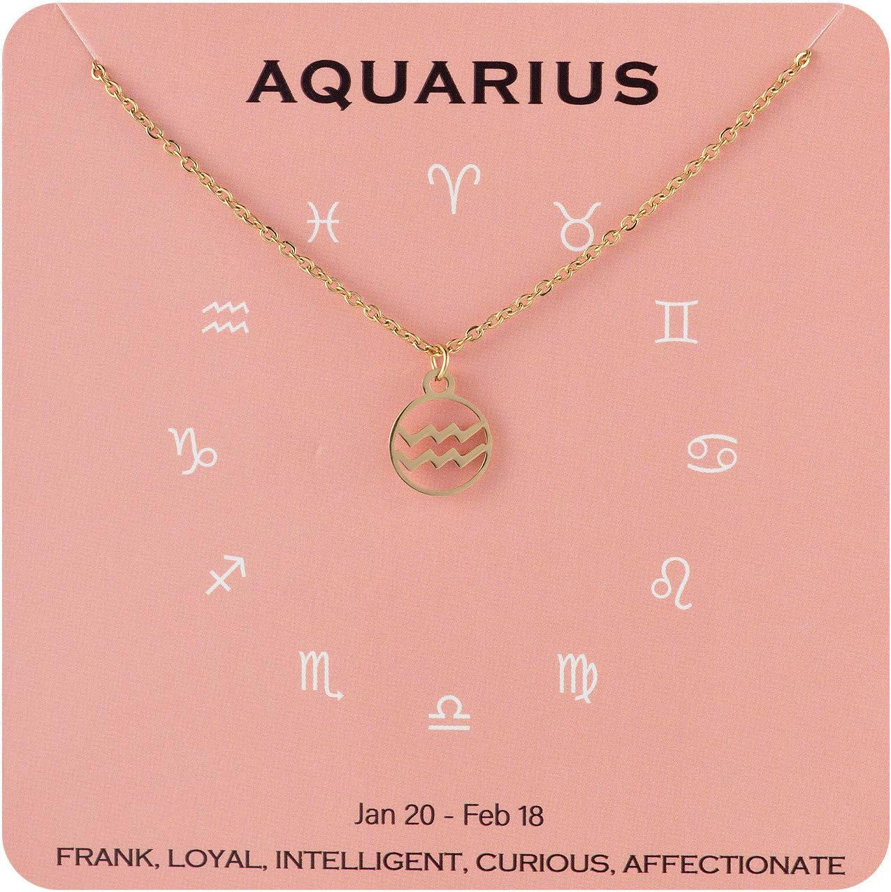 AUGONFEVERZodiac Necklace Constellation Horoscope Jewelry Birthday Christmas Gifts for Women Girls