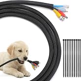 Yecaye 10ft - 1/2 inch Cord Protectors from Pets no Chew, Black | Split Cable Management Sleeves, Wire Loom Tubing for TV USB Cord Protector, Cord Covers for Pets Bite-Resistant