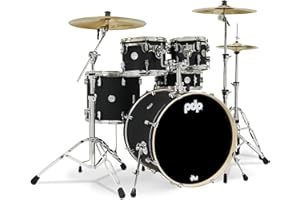 Pacific Drums & Percussion Drum Set Concept Maple 5-Piece, Satin Black Shell Pack (PDCM2215BK)
