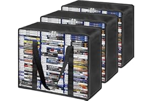 PUTNATRUE DVD Blu-ray Storage Bags, 3 Pack DVD Storage Boxes Hold 210 DVD Cases (70 Each), Highly Clear Media Storage Plastic Organizers for VHS, Video Games, CDs