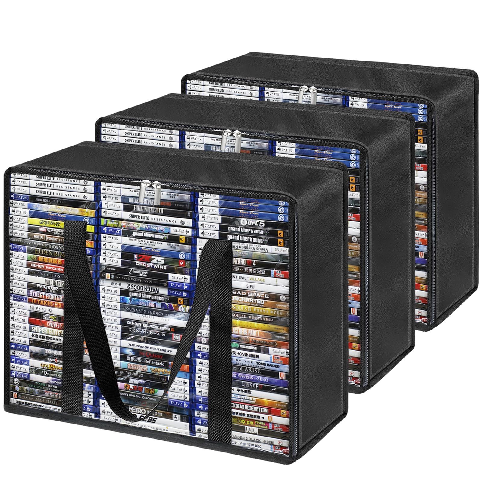 Photo 1 of PUTNATRUE DVD Blu-ray Storage Bags, 3 Pack DVD Storage Boxes Hold 210 DVD Cases (70 Each), Highly Clear Media Storage Plastic Organizers for Blurays, Video Games, CDs