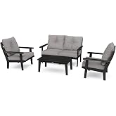 POLYWOOD&reg; Lakeside Deep Seating Set, Black/Grey Mist
