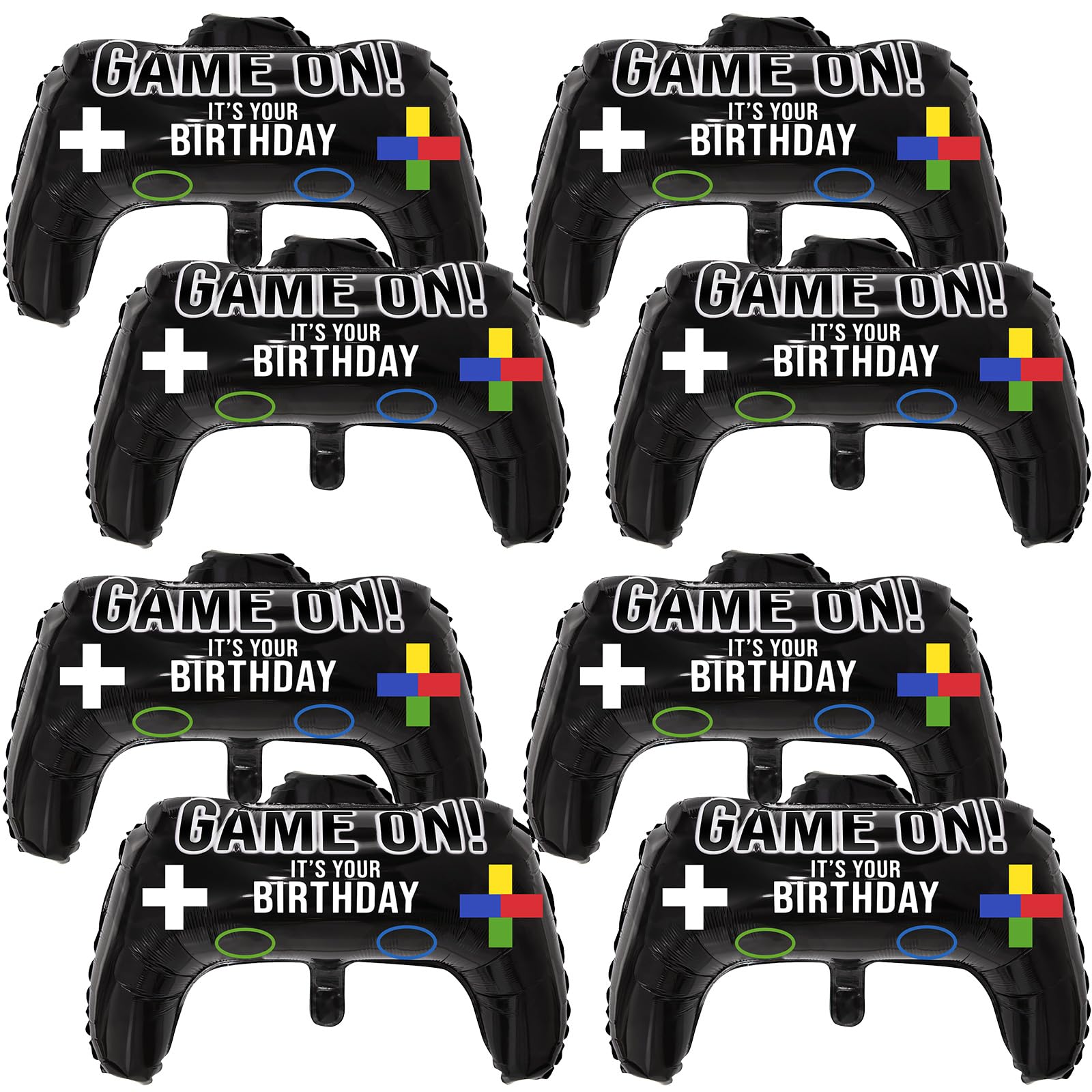8 Packs Video Game Party Balloons, 23.6 x 15.7 Inch Game on Balloons Video Game Controller Aluminum Foil Balloon for Birthday Party and Game Party Decoration (8 Packs, Video Game Balloons)