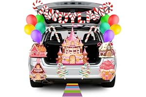 SEALMIC Halloween Candy Land Trunk or Treat Car Decorations Kit for SUV Candy Cutout Banner for Archway Garage Door Haunted House Car Decorations Halloween CandyLand Party Decoration Supplies