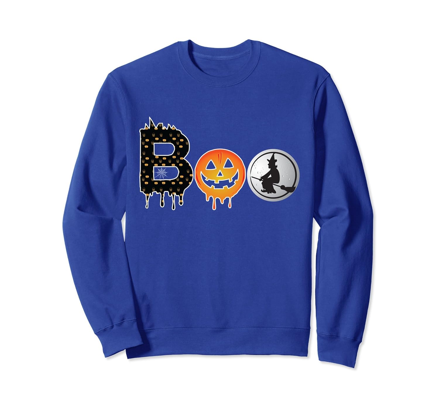 Boo Halloween Sweatshirt Pumpkin Witch and Bats-ANZ