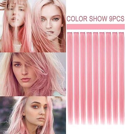Amazon Com Rhyme 9 Pcs Smoke Pink Hairpieces Colored Hair