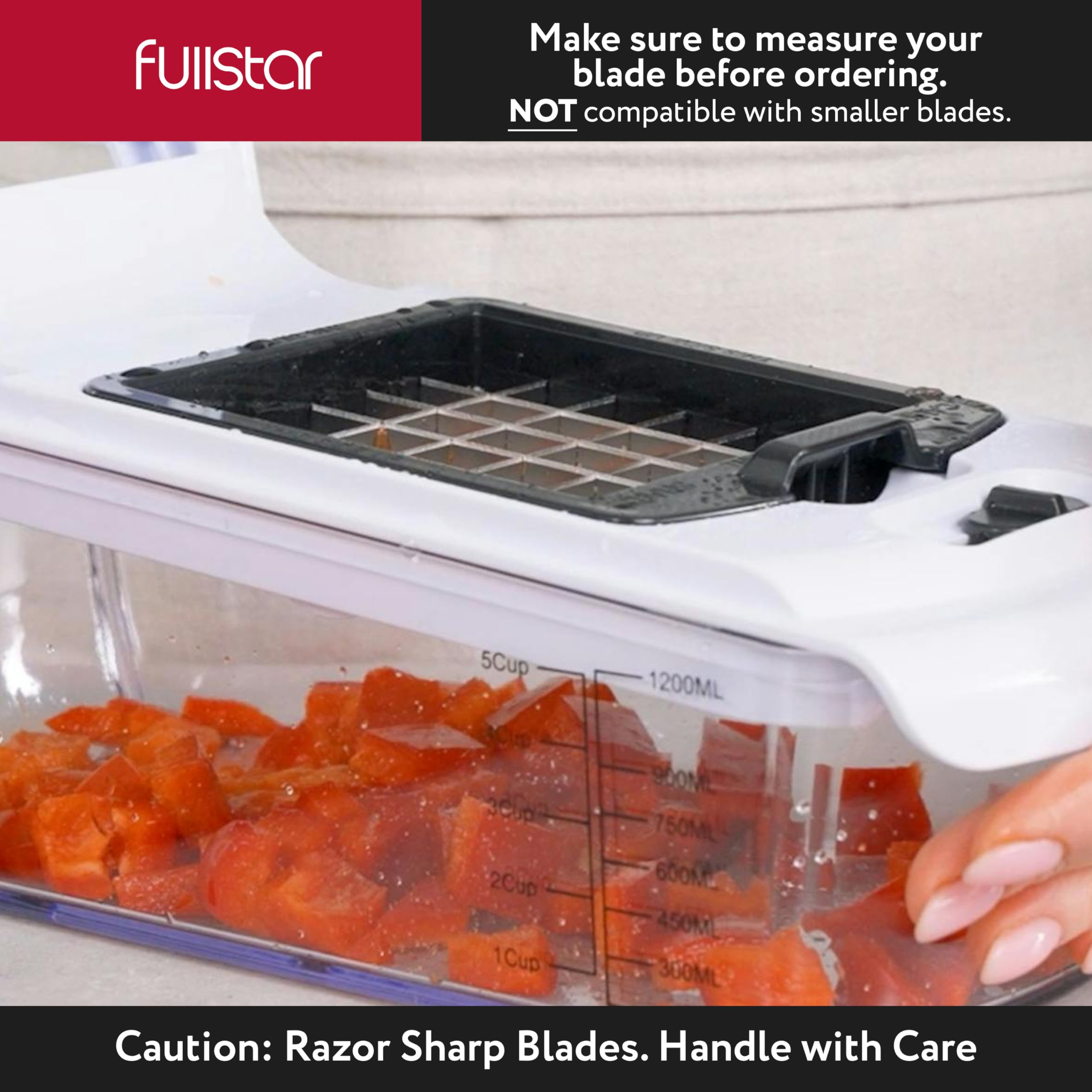 Fullstar Blade Replacement Set – Only Compatible with Select Fullstar Vegetable Chopper Models – 2pc Insert Set for Large Dice (Potatoes, Apples) & Small Dice (Onions, Tomatoes) – 3.9 x 4.4 inches