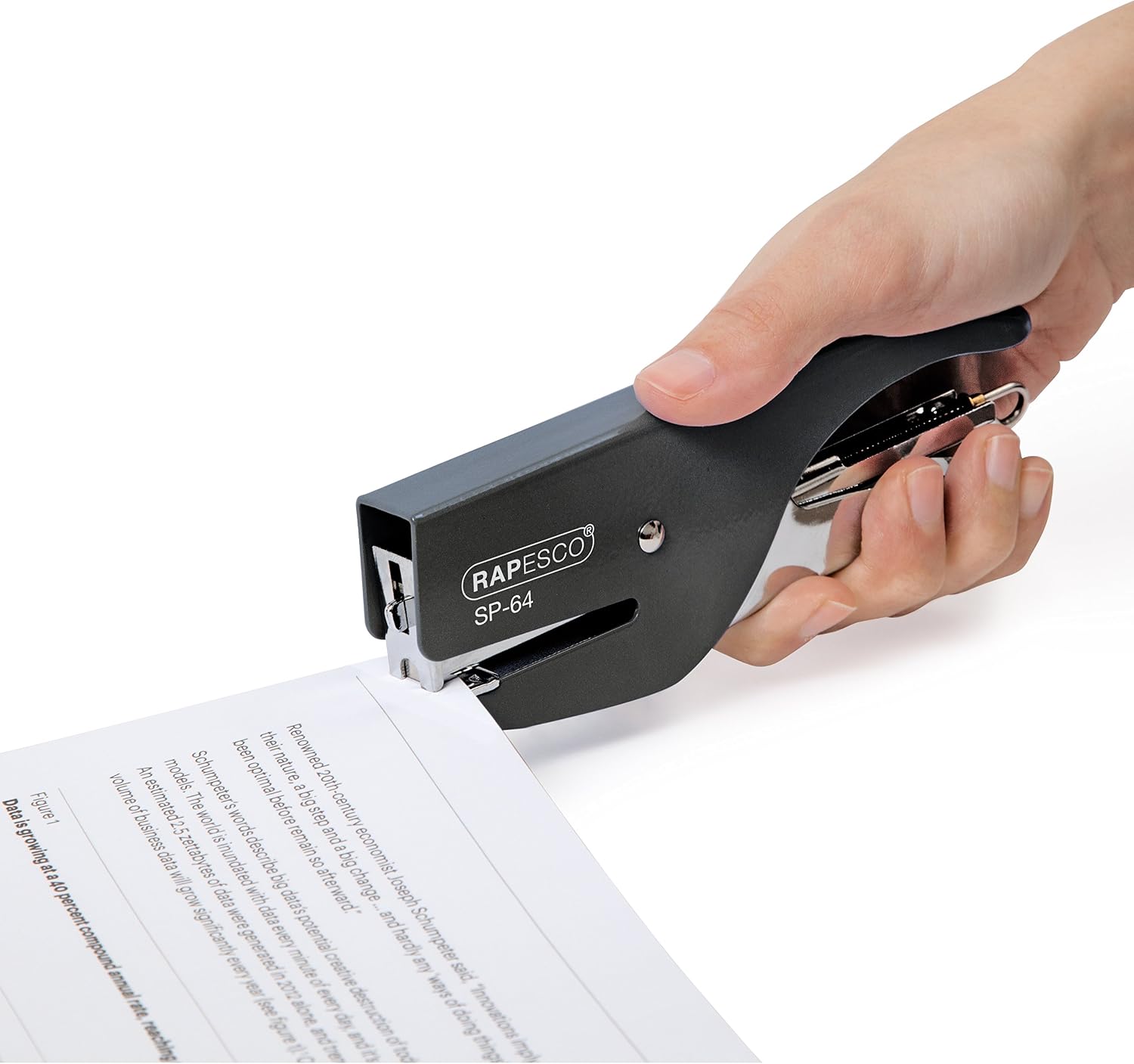 Rapesco 1267 SP-64 Stapling Plier and 1000 Type 21/4mm Staples, 12 Sheet Capacity, Black - Image 3