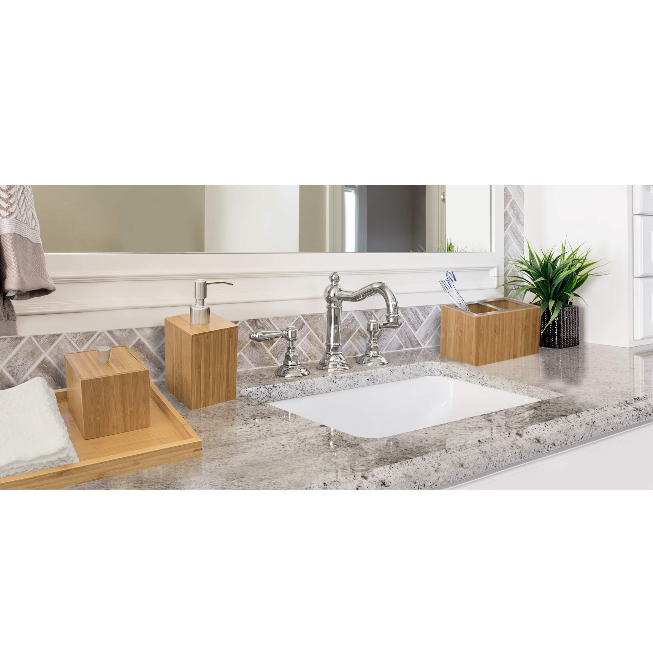 Seville Classics 5Piece Bamboo Bath and Vanity Luxury Bathroom