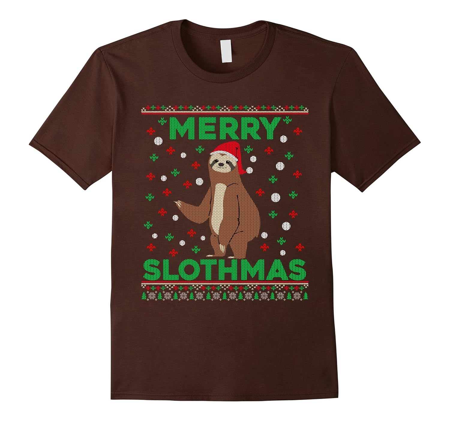 Merry Slothmas Funny Ugly Christmas Sweater Style T Shirt-Bawle