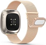 Yoohoo Strap for Fitbit Versa 3/4 Sense 2 Rose Gold Stainless Steel Clasp