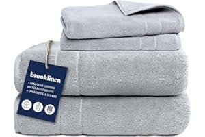 Brooklinen Super-Plush Turkish Cotton Bath Towel Set - Set of 2 Bath Towels + 2 Hand Towels Cotton, 820 GSM, Highly Absorbent, Machine Washable, Perfect for Home & Bathroom (Smoke Grey)