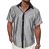 Century Star 70s 80s Disco Outfits Shirt for Men-Vintage Metallic Button Up Party Shirts