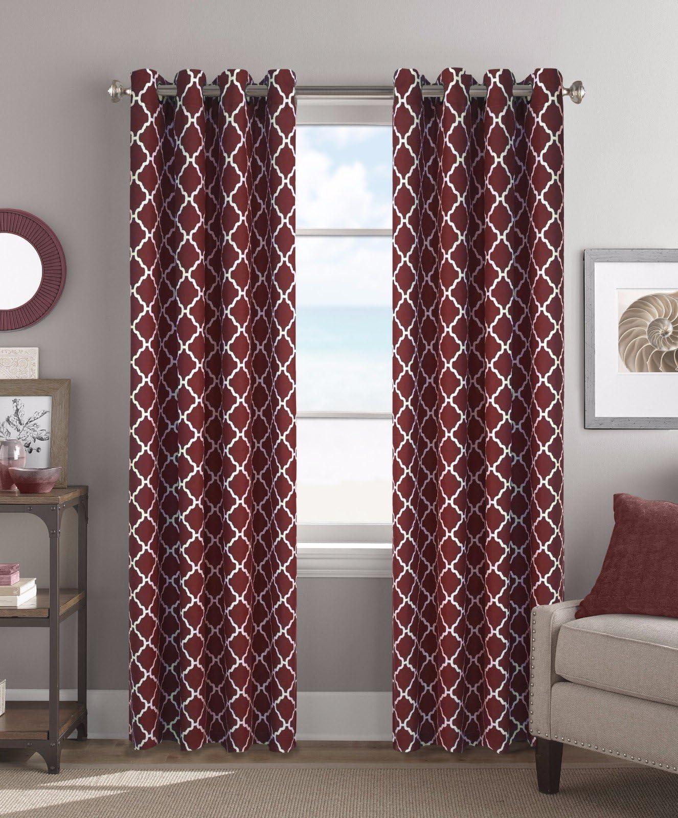Colordrift Camden 54 x 84 Inches Curtain with Grommet Finish - Red