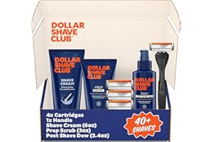 Dollar Shave Club | Ultimate Set | 4 Swift Rinse Refill Cartridges, 1 Handle, 1 Prep Scrub 3 ounce, 1 Shave Cream 6 ounce, 1 Post Shave Dew 3.4 ounce