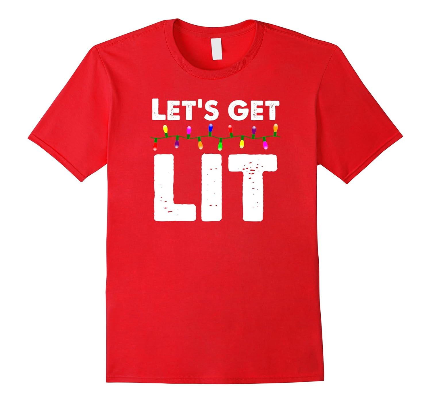 Let's Get Lit Funny Ugly Christmas Party Holiday T-shirt-Rose