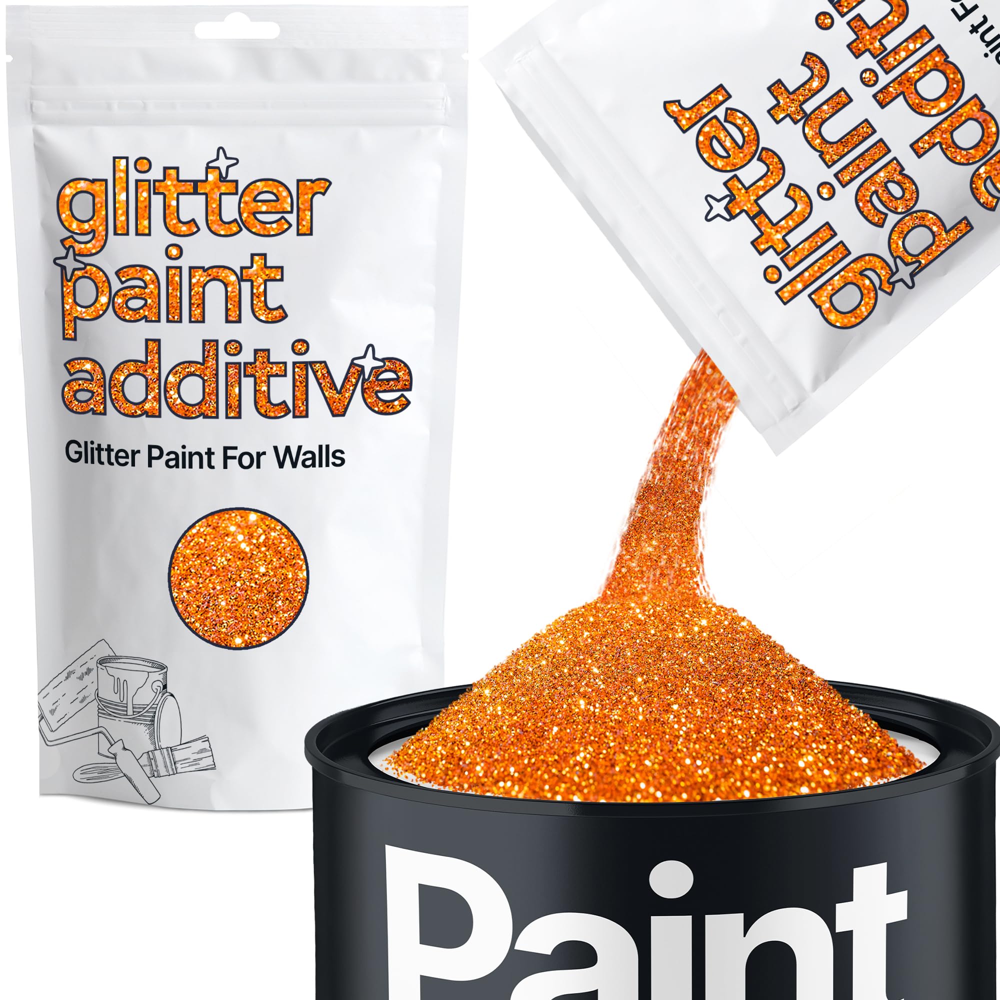 Copper Glitter Paint Additive 100g for Adding Sparkle to Paints & Varnish | Paint Walls Sparkly Add to Emulsion, Acrylic or Lacquer Indoor | Hemway