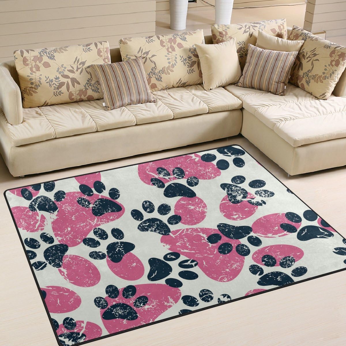 FFY GO Area Rug, Dog Paw Print Carpet Super Soft Large NonSlip for