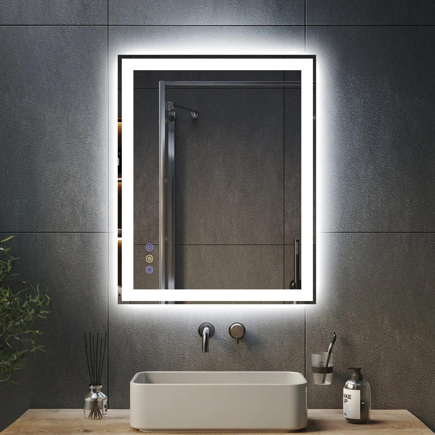 Photo 1 of 24"x 30" LED Mirror for Bathroom, Front and Backlit Controlled Separately LED Vanity Mirror with Lights, Lighted Mirrors for Bathroom Wall, Tempered Glass, Stepless Dimmable, Anti Fog, Memory(UL ETL)