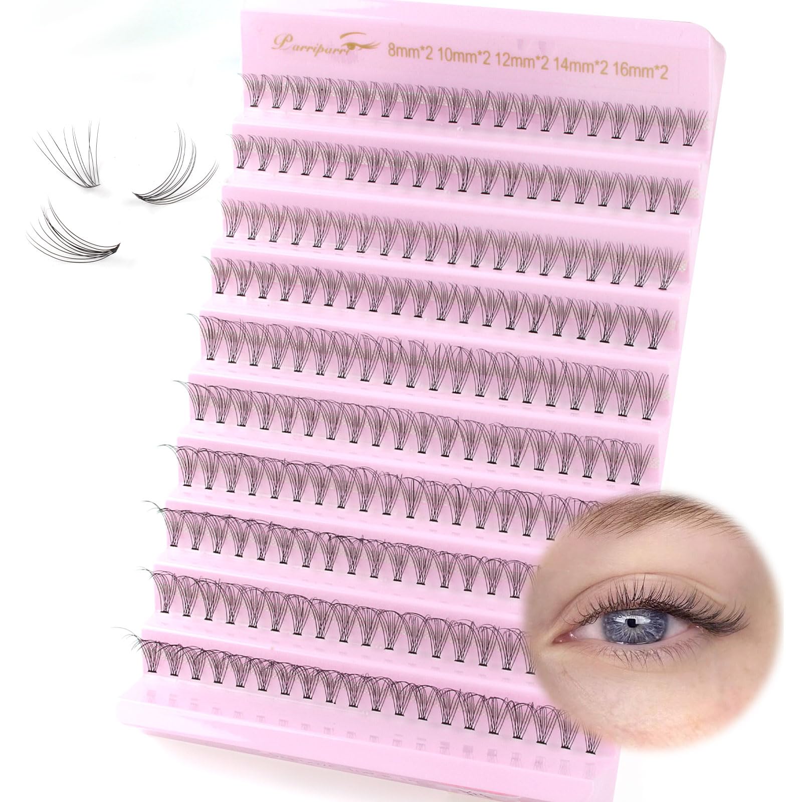 Parriparri Individual Lashes 200 Pcs Cluster Lashes Natural 10D DIY Lash Extension Wispy Soft Individual False Eyelashes Extension At Home (10D-0.07C-8-16MM Mix) — image 1