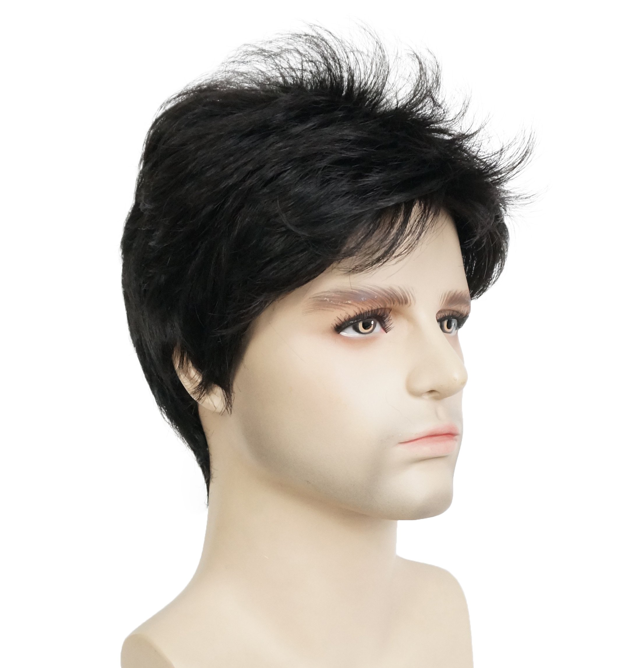 Lydell Men Male Wig Natural Black Short Straight Lydell Hair Synthetic Full Wigs — image 1