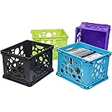 Storex Mini Crate, 9 x 7.75 x 6 Inches, Assorted Colors, Case of 3 (STX61559U03C)