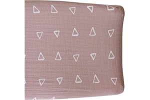 Mebie Baby Changing Pad Cover, Blush Triangle, 100% Muslin Cotton Changing Table Pad Cover for Baby Boy and Girl, Designer Nursery Decor Covers, Diaper Changing Pad Cover for Changing Station