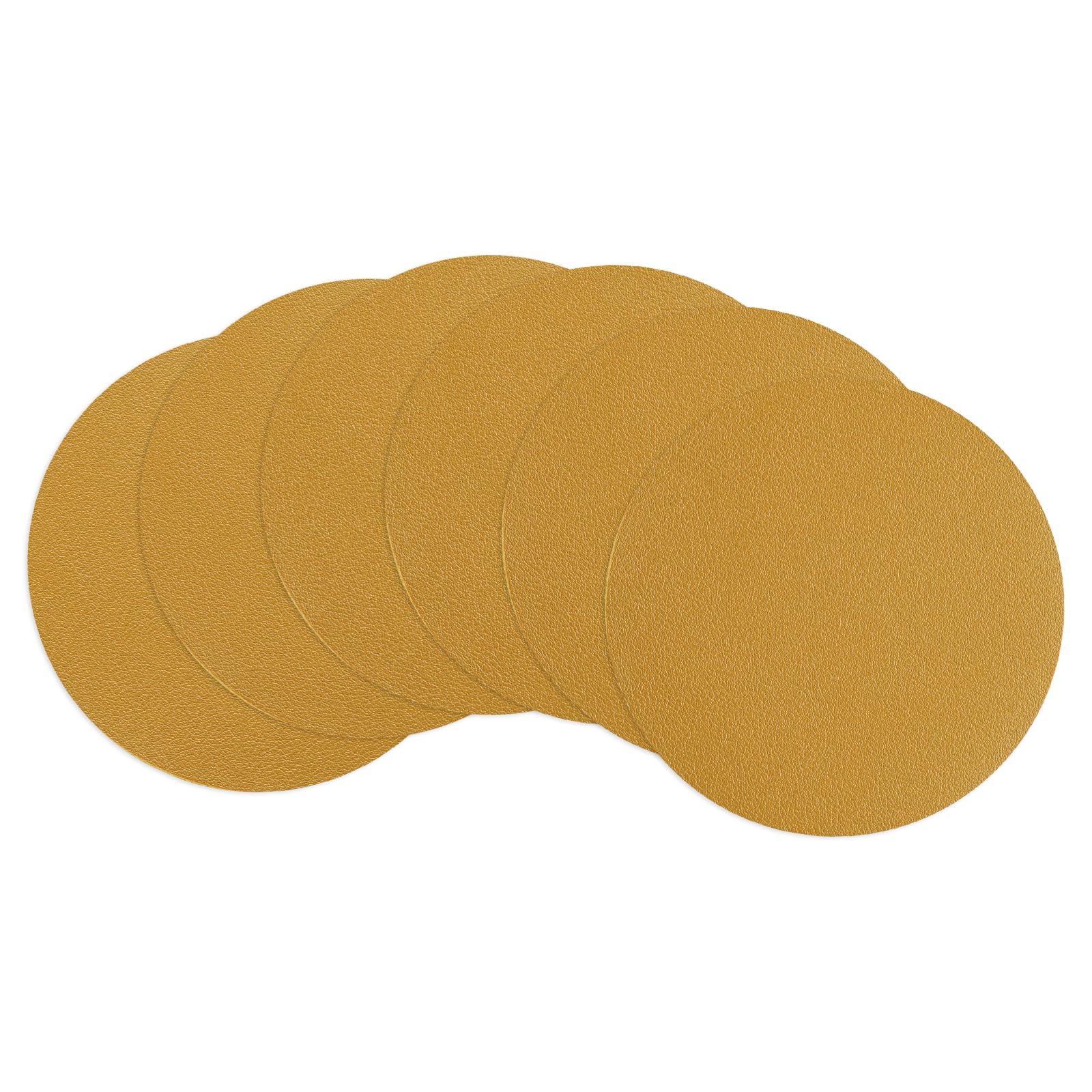 uxcell Round Drink Coasters Set of 6 Dual Sided Non-Slip Non-Stick Waterproof Leather Coasters for Drinks, Coffee Table, Housewarming Gifts, Home Decor 4"×4"Ginger