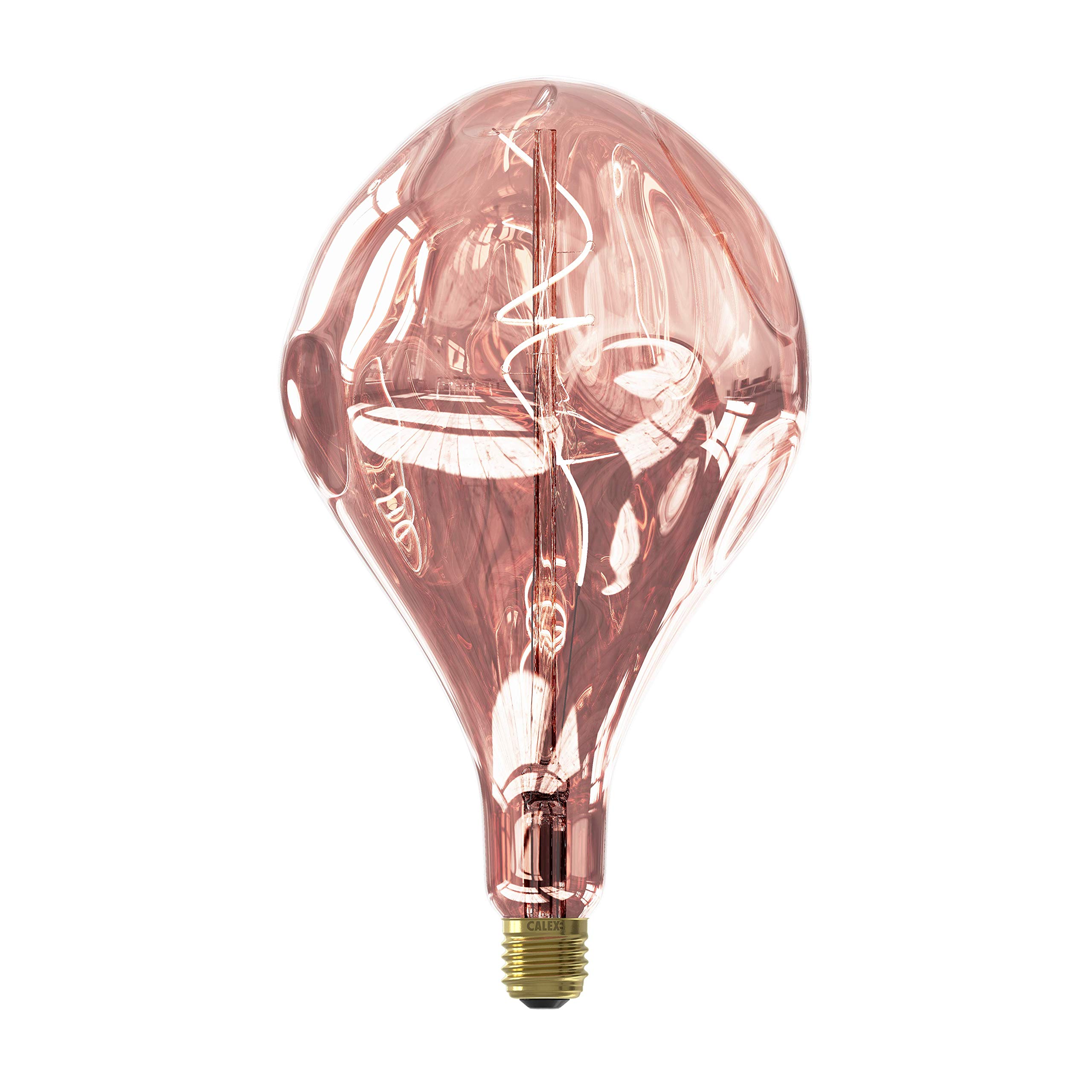 CALEX Organic EVO XXL LED Lamp, E27 Socket, 6 W Filament Bulb, Dimmable, Decorative Light Bulb, Titanium, Warm White, Rose