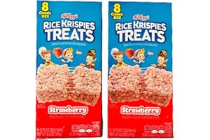 GENERIC Rice Krispies Treats Marshmallow Snack Bars Strawberry Flavor with Writable Wrappers (Two 6.2 oz Boxes for a Total of 16 Bars)
