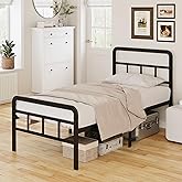 EMODA 16 Inch Twin XL Bed Frames with Headboard and Footboard, Heavy Duty XL Twin Metal Platform Bed Frame, No Box Spring Needed, Easy Assembly
