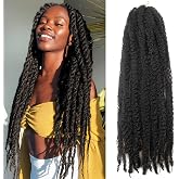 8 Packs Marley Twist Braiding Hair 24 Inches Cuban Twist Hair 1B | Marley Twist Hair Afro Kinky Texture Twist Hair Synthetic Marley Braiding Hair Extensions