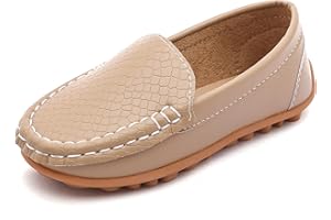 LONSOEN Toddler Little Kid Boys Girls Soft Slip On Loafers Dress Flat Shoes