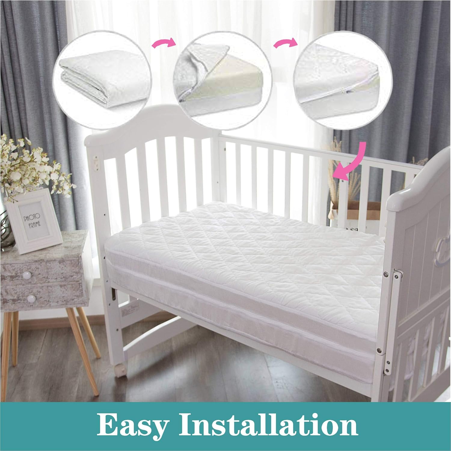 Zippered Crib Mattress Encasement | 100% Waterproof Crib Mattress Protector | Size 53X28in | Six Sides Dust Mite, Bed Bug Proof | Breathable Fully Encased Crib Mattress Cover for Toddler: Kitchen & Dining