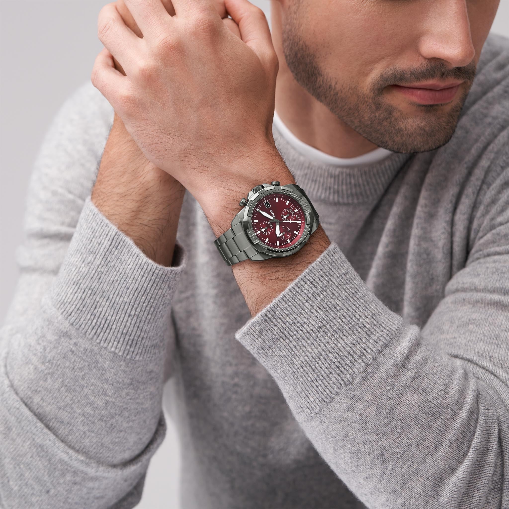 Bronson Men's Watch with Stainless Steel Bracelet or Genuine Leather Band, Chronograph or Three-Hand Analog Display