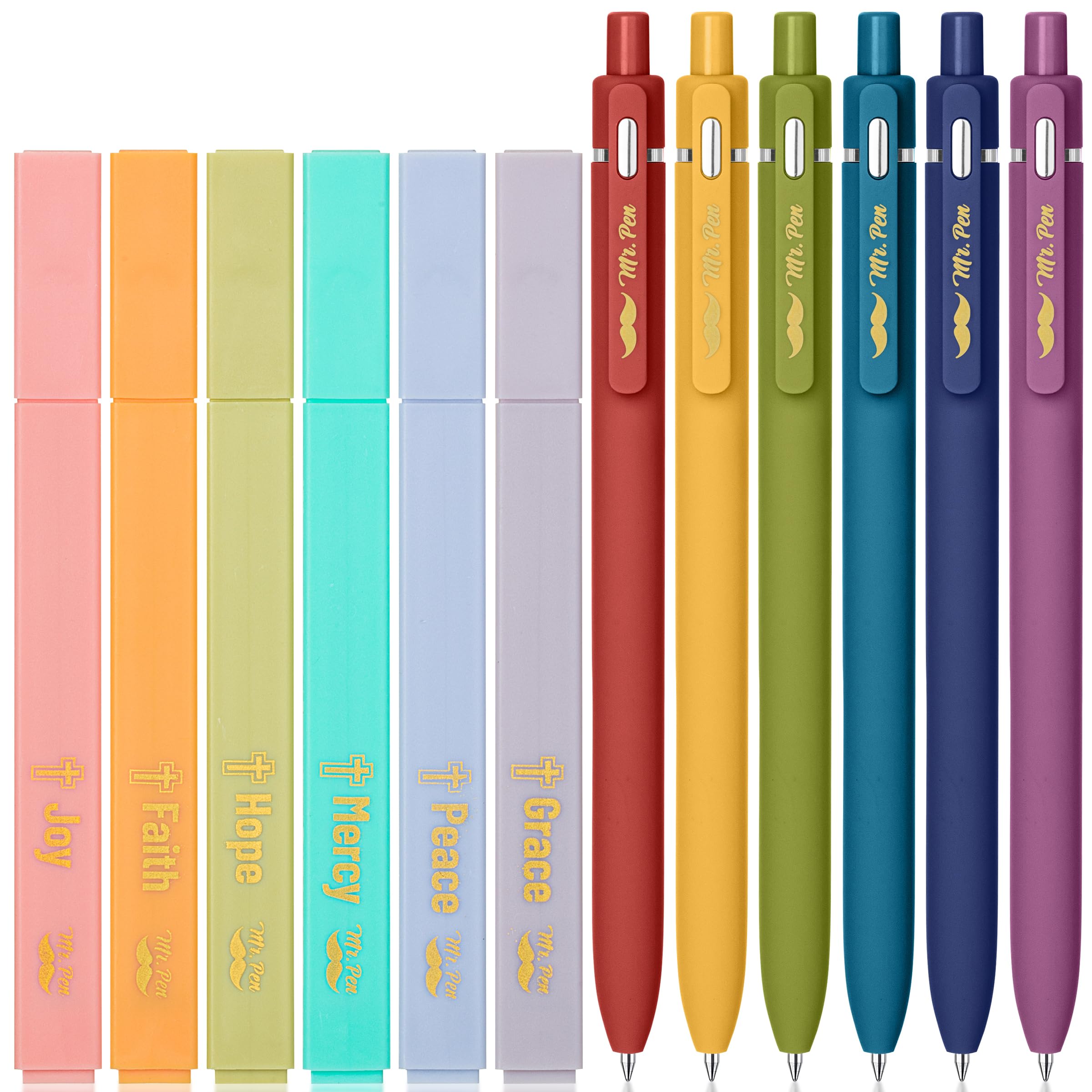 Photo 1 of Mr. Pen- Aesthetic No Bleed Highlighters & Gel Pens, 12 Pack, Colorful Bible Highlighters No Bleed, Colorful Ink Aesthetic Gel Pens