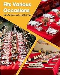 Niuara Red Fabric Rectangle Table Cloth - 6