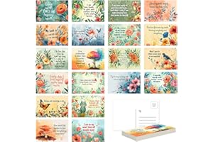 SHOXREM 32 Floral-Themed Inspirational, 6x4 Inches, Motivational Postcards for Mailing, Bright Watercolor Designs