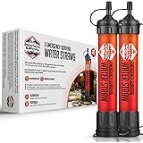 2 High Capacity Emergency Survival Water Straws - Personal Water Filter for Camping, Hiking, Travel, Biking, Survival, Emerge