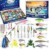 santreetrade Fishing Advent Calendar 2025 for Adult Teen Boy Men - 24 Days Christmas Countdown Fishing Lure Tackle Kit for Bass Trout - Christmas Gift for Dad Husband Boyfriend Him Surprise