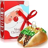 BBTO Christmas Taco Ornament Xmas Taco Glass Blown Green Food Ornament Presents for Christmas Tree Decoration Hanging Holiday Christmas Party Supplies with Gift Box Approx. 6.3 x 3.3 x 2 Inch
