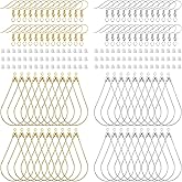 240PCS Earrings Beading Hoop Teardrop Beading Earring Hoops Beading Hoop Earring Finding Components for DIY Jewelry Making 100PCS Earring Hooks 100pcs Silicone Earring Backs (K Gold, White K)