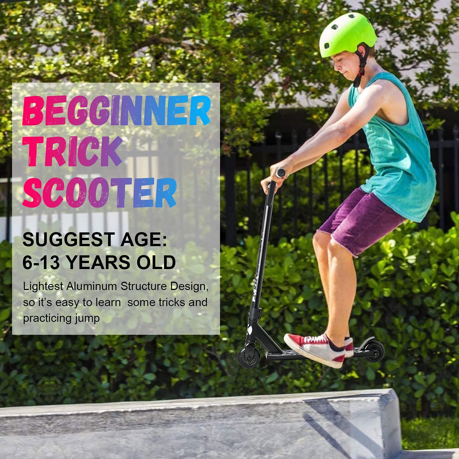 VOKUL Complete Pro Scooter for Kids Boys Girls Teens Up 6 Years - Freestyle Tricks Pro Stunt Scooter - High Performance Gift for Skatepark Street Tricks