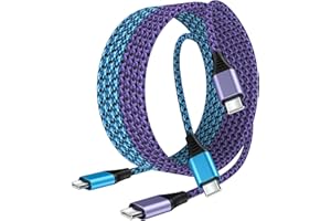 USB C to C Charging Cable for iPhone 17/Air/17 Pro/16Pro Max/16/15, 2Pack/6FT Long Nylon Android Phone Type C Charger Cord Fa